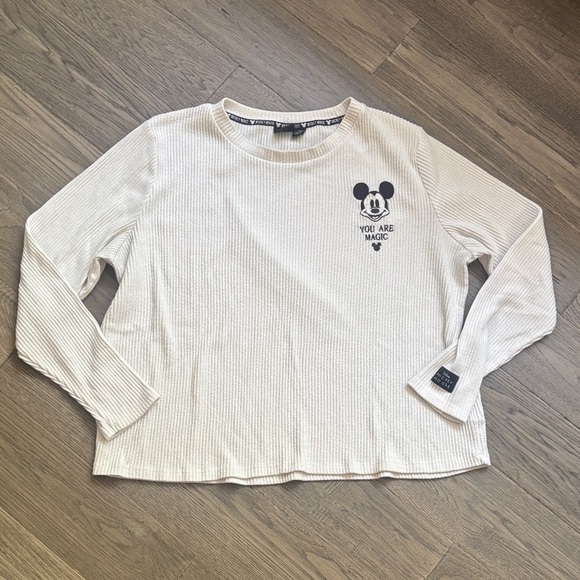 Primark | Disney Mickey Mouse Oversized Off White Ribbed Long Sleeve Size XL - Picture 1 of 11